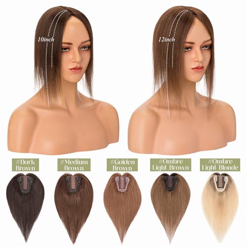 Medium Brown 10 Inch 100% Remy Human Hair Topper Q926