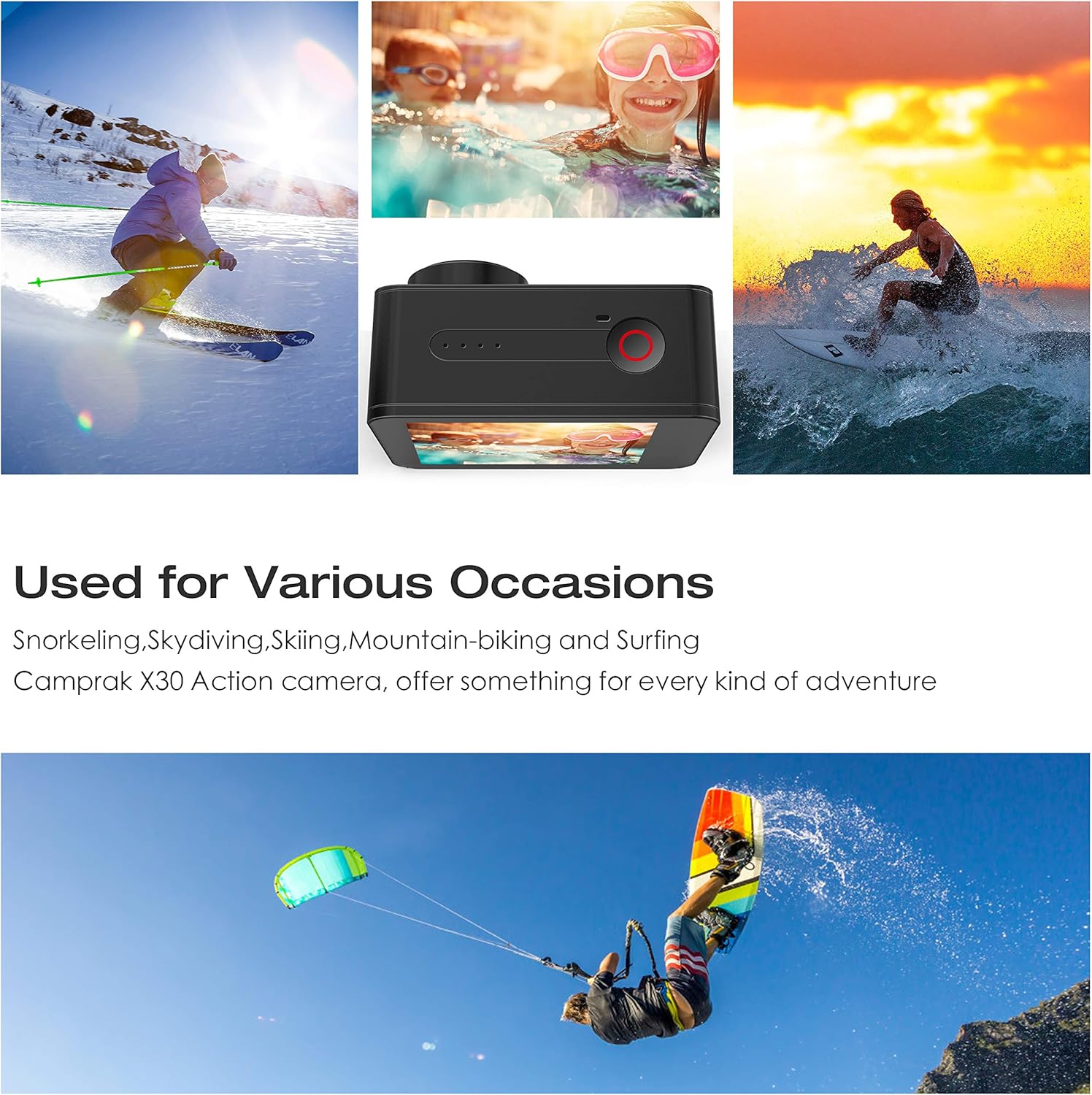 4K 60FPS 20MP Waterproof Action Camera with Touch Screen Stabilizer and 2 Rechargeable Batteries G3947