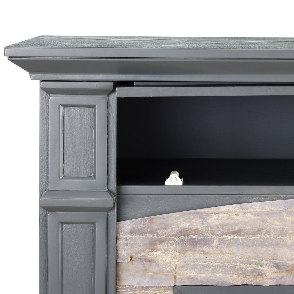 Gray Electric Media Fireplace with Weathered Stone Y3709
