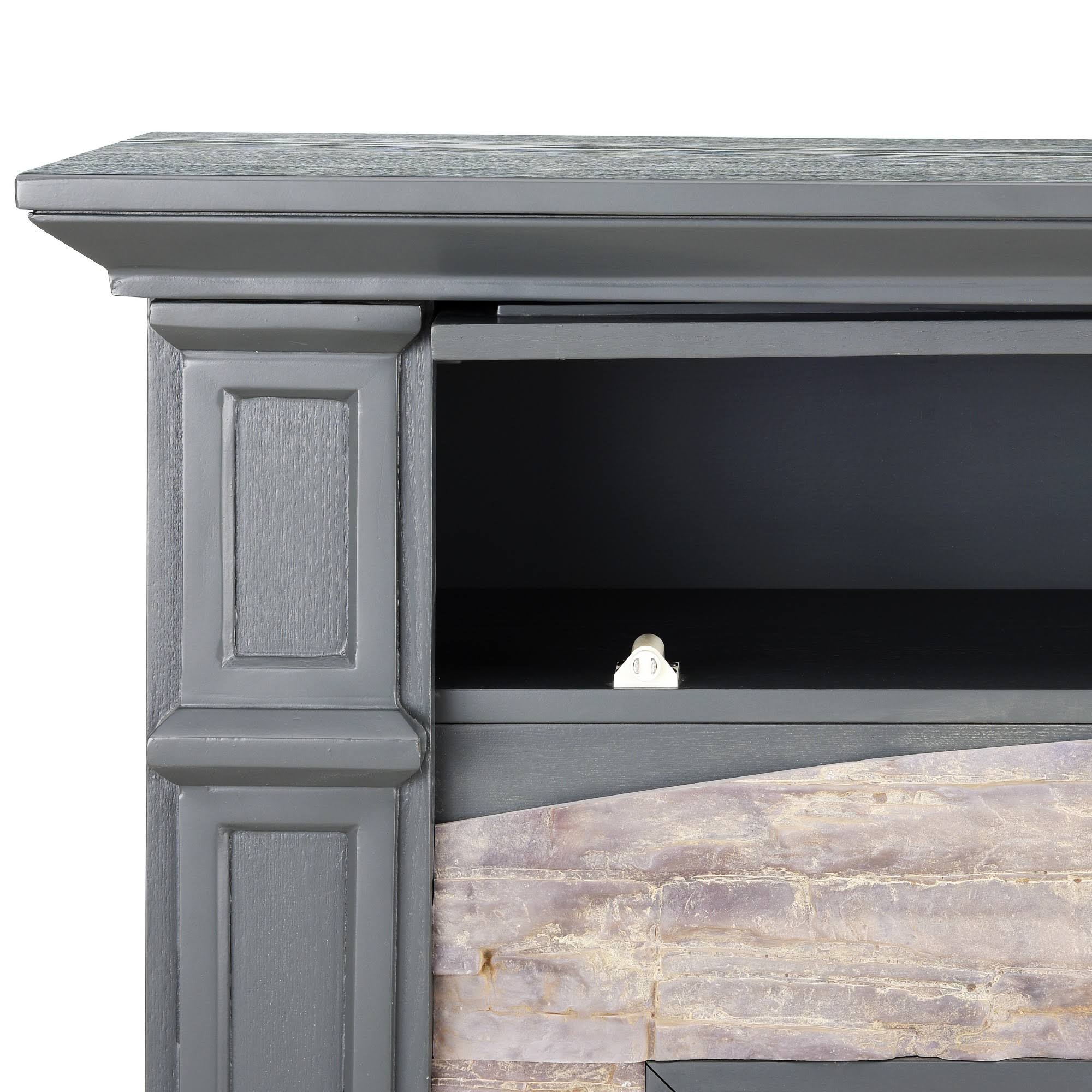 Gray Electric Media Fireplace with Weathered Stone Y3709
