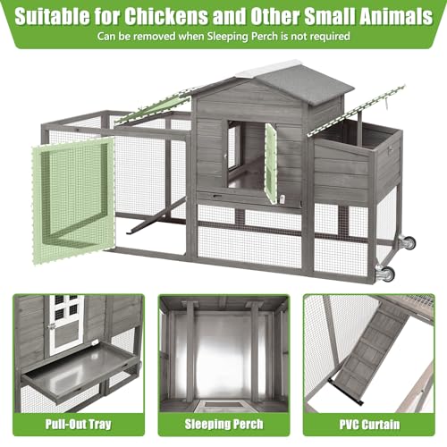 Wooden Chicken Coop Cage with Nesting Box, Waterproof Roof, Removable Tray F5026