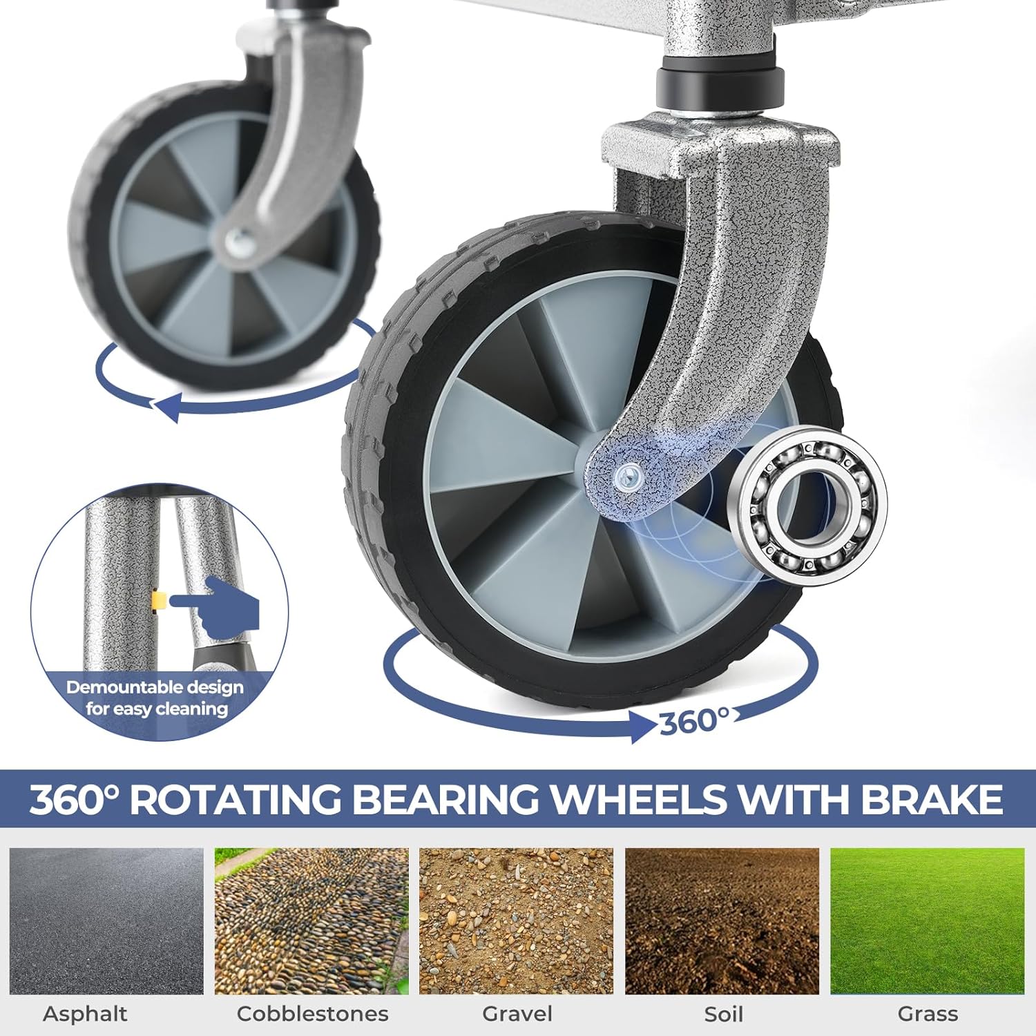 Foldable Utility Wagon with Wheels, 85L 330 LB Capacity 600D Oxford Fabric R52029