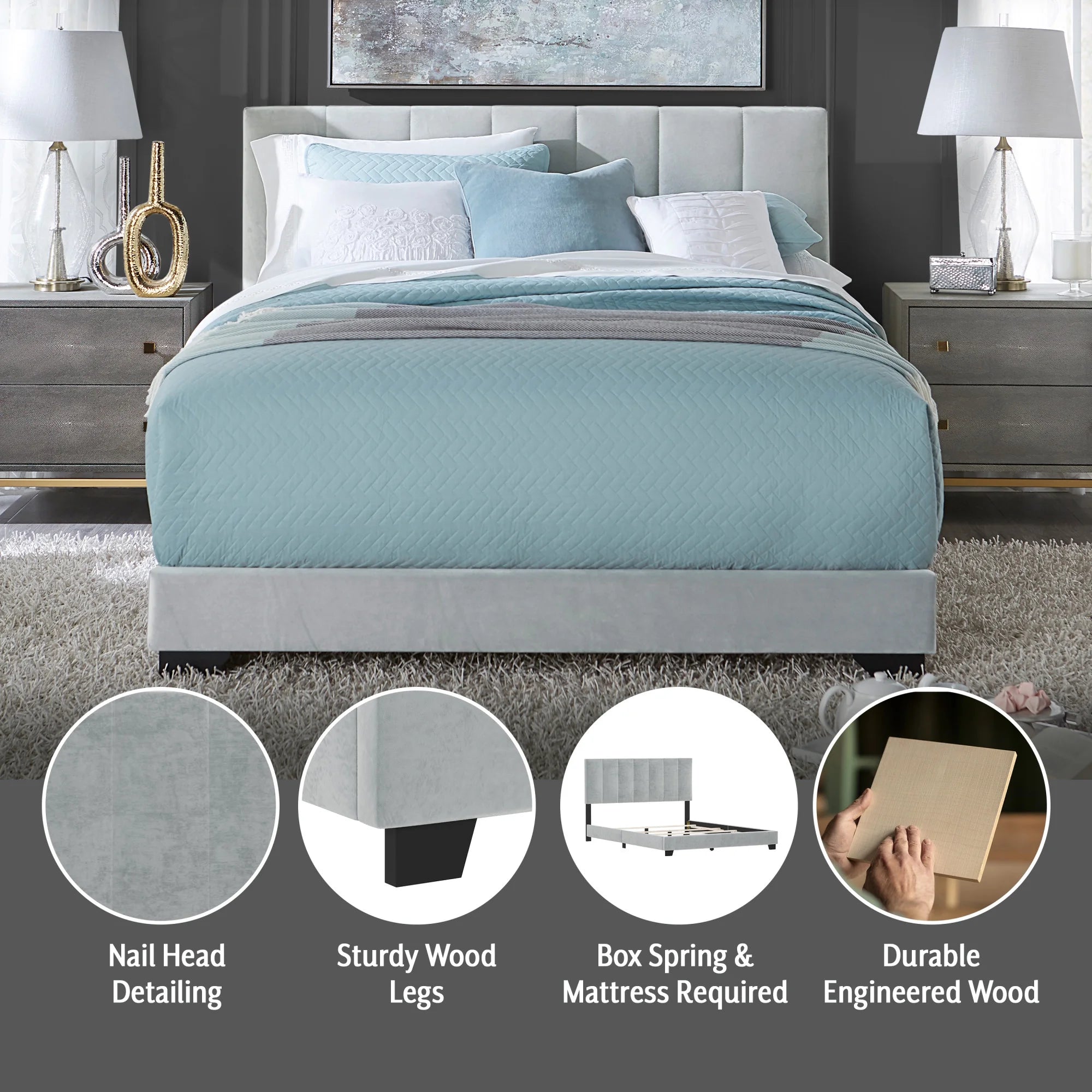 Platinum Gray Upholstered Queen Bed C95150