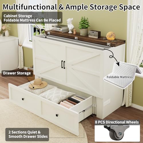 Queen Size Murphy Bed with Storage Drawer B8751
