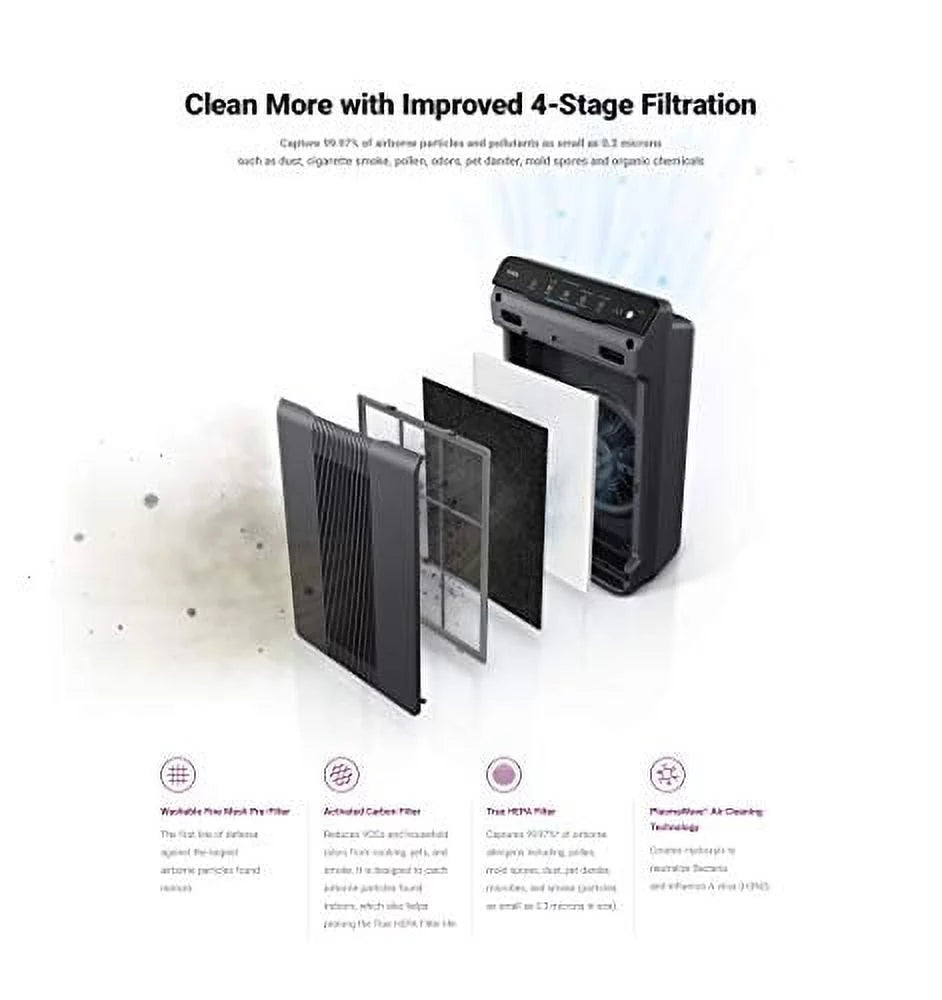 Gray Air Purifier with True HEPA and Carbon Filter V71489