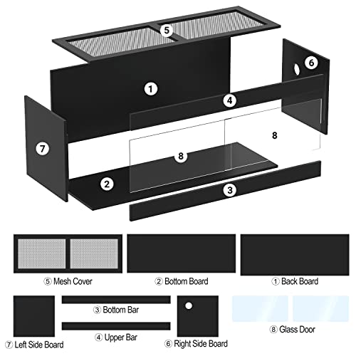 Black Reptile Wood Enclosure with Double Hinge Sliding Doors and Top Screen Ventilation (48"x24"x24") D6946