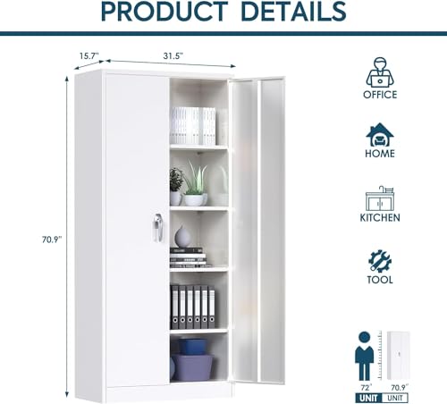 Black Metal Storage Cabinet with Doors and Shelves I819