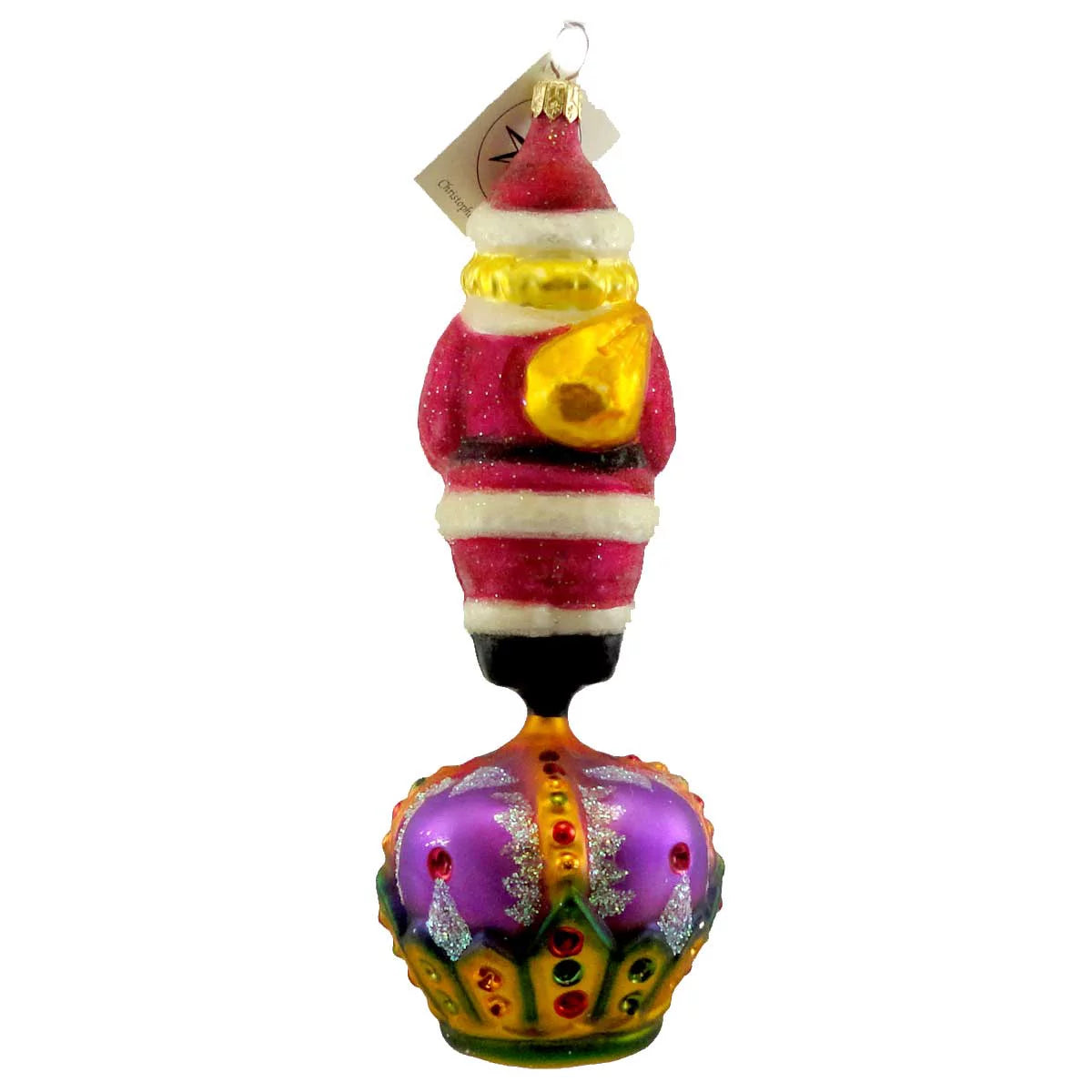 Glass Ornament Santa Crown Christmas E198219