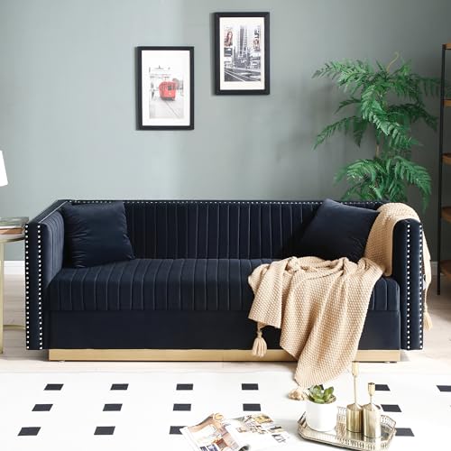 Beige Velvet 3 Seater Sofa J174