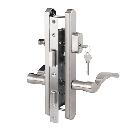 Brushed Nickel Patio Door Handle with Lever Handle Mortise Lock Set J59034