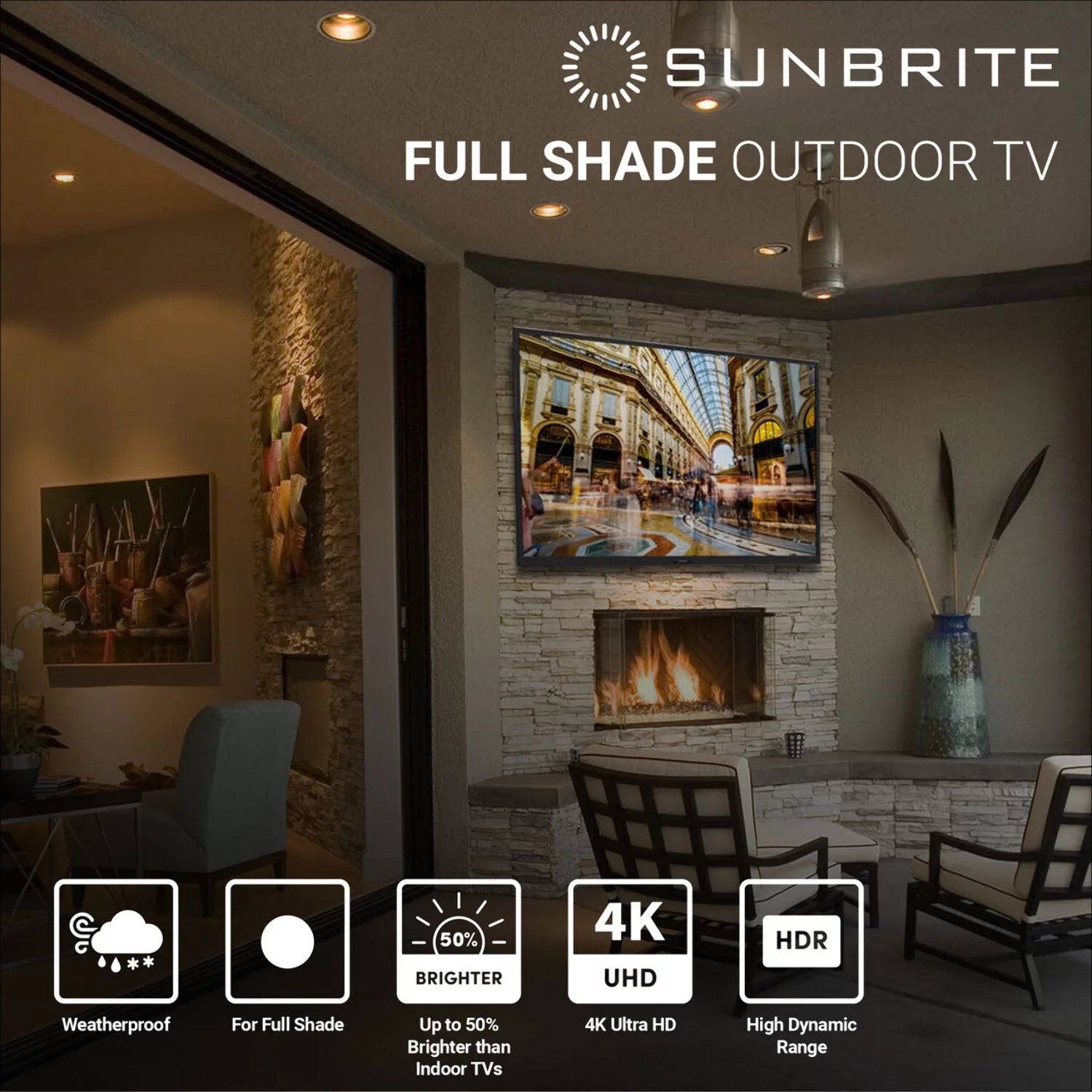 55-inch Full Shade Outdoor 4K Ultra HD HDR LED Weatherproof Television Y564034