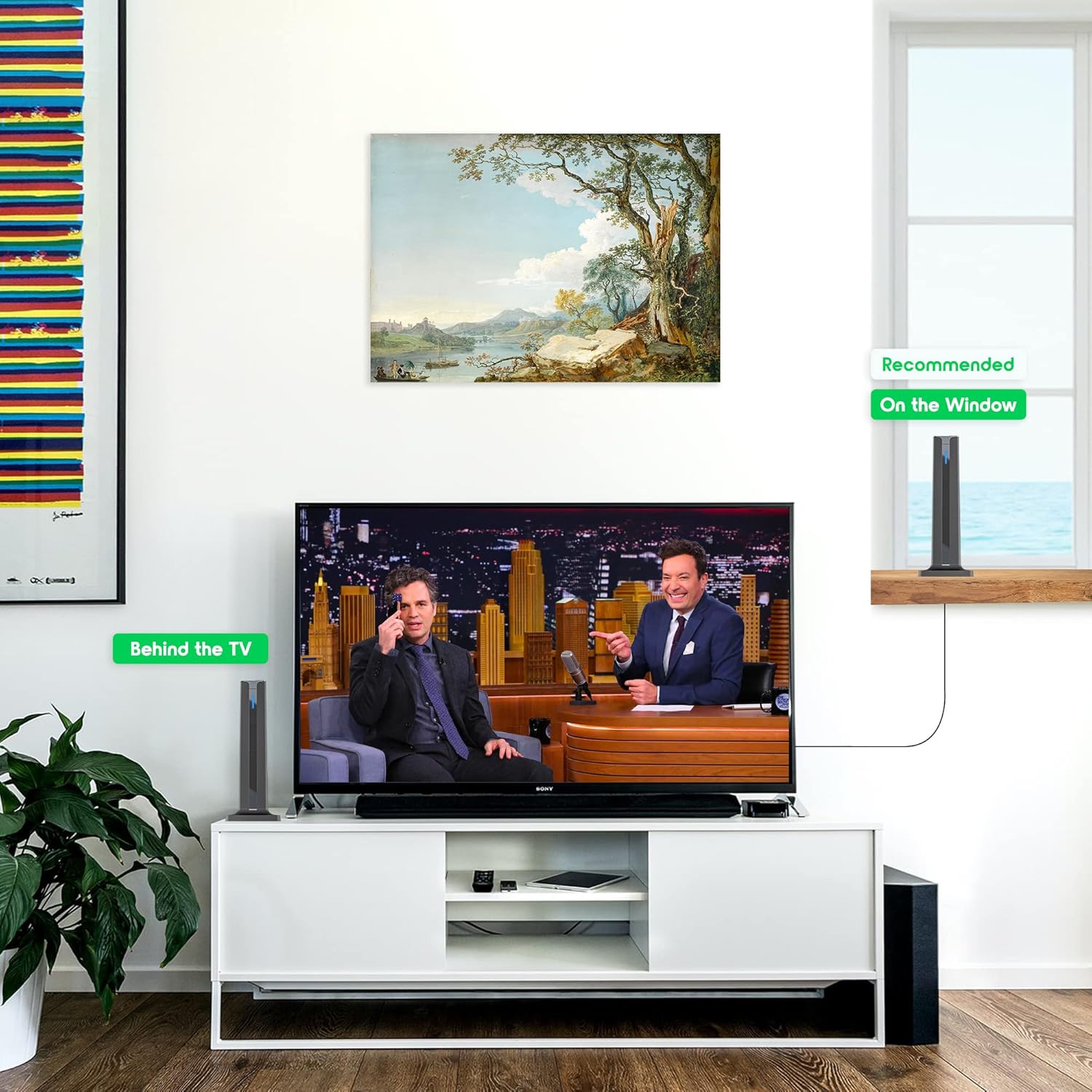 Digital Amplified Indoor TV Antenna with 9.8ft Coaxial Cable, Pack of 2 J471839