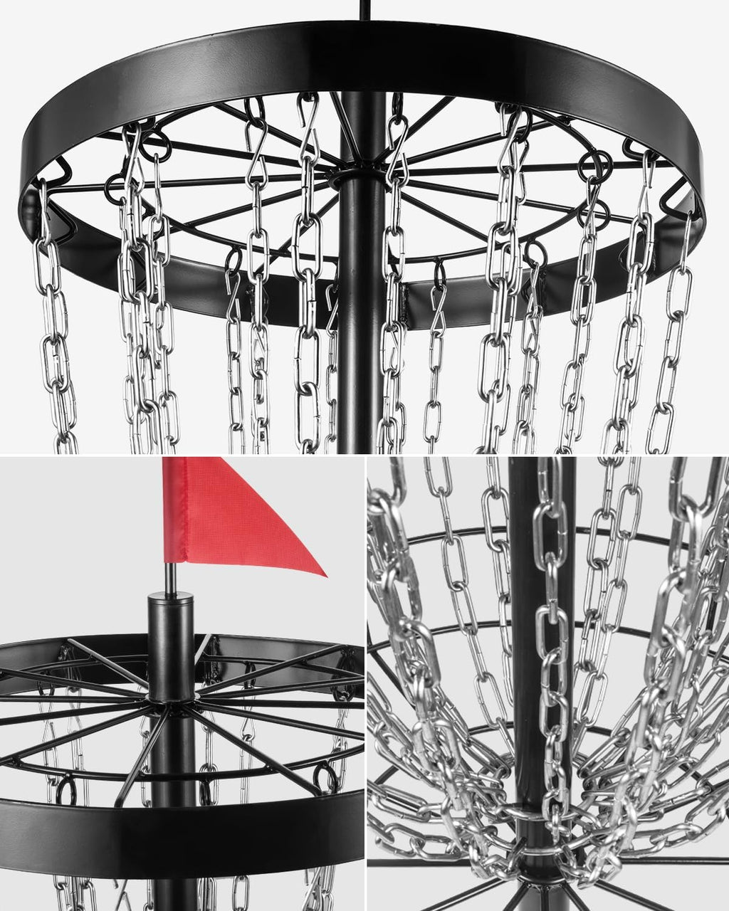 Portable Disc Golf Basket with 24 Chains S537716