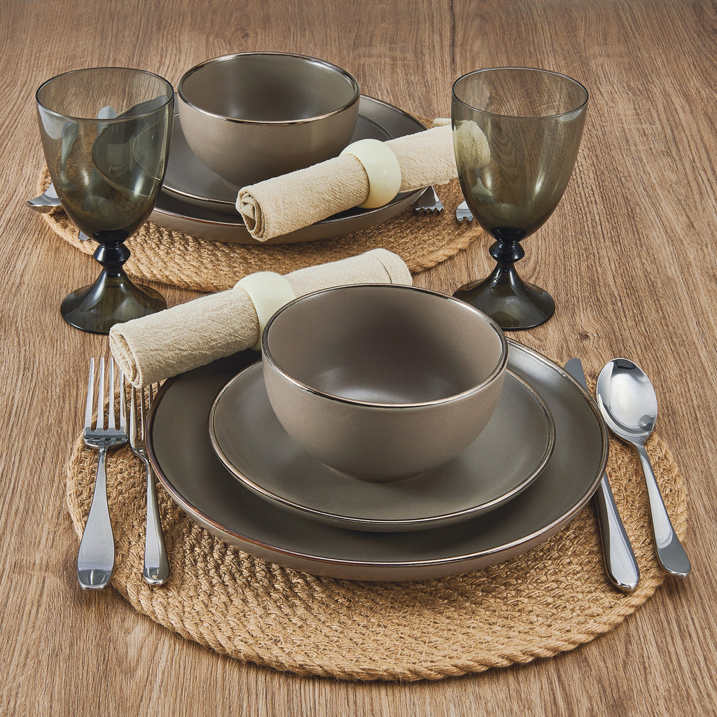 12-piece Stoneware Dinnerware set in Gray B48598