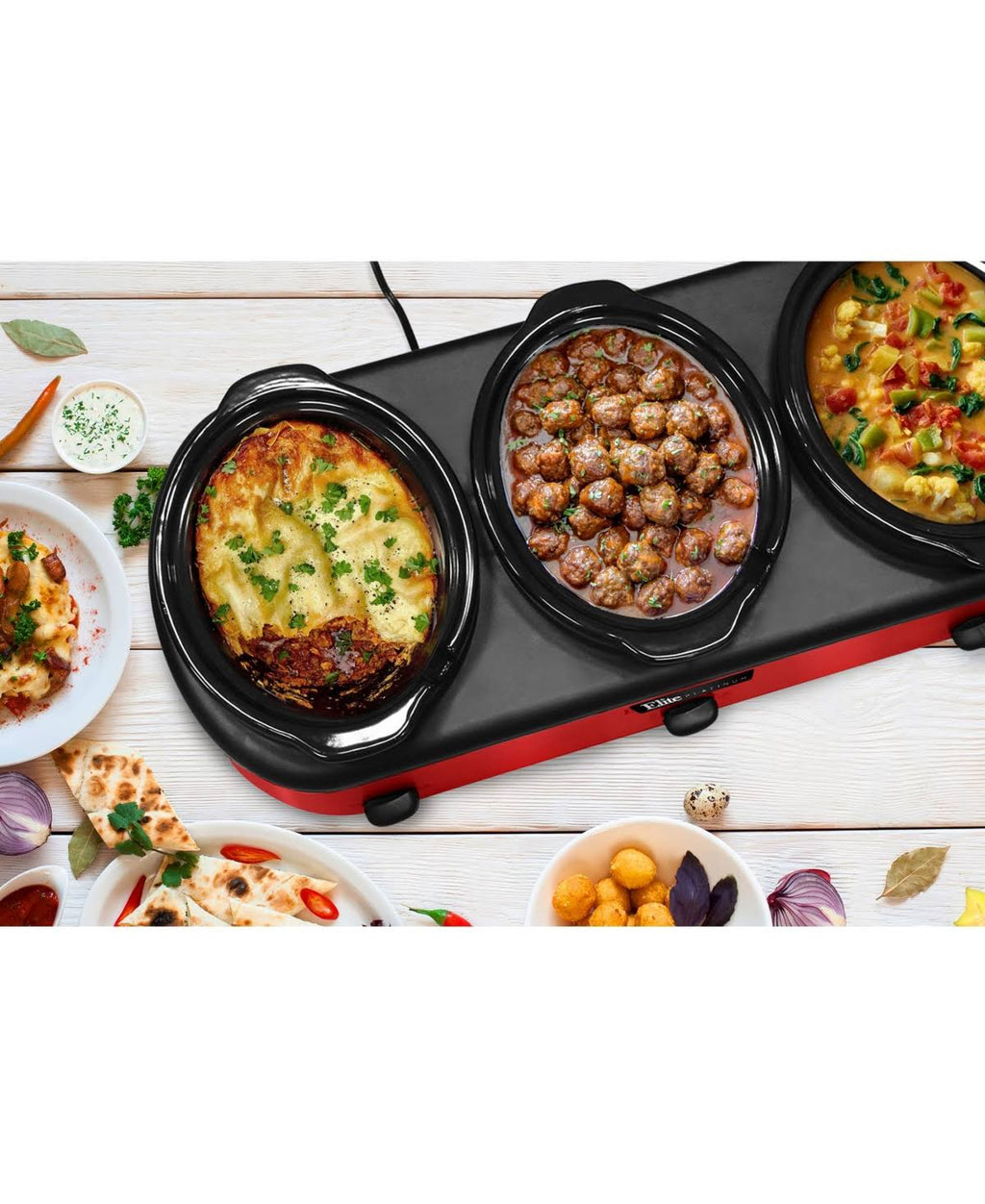 Red Triple Slow Cooker Buffet L92150