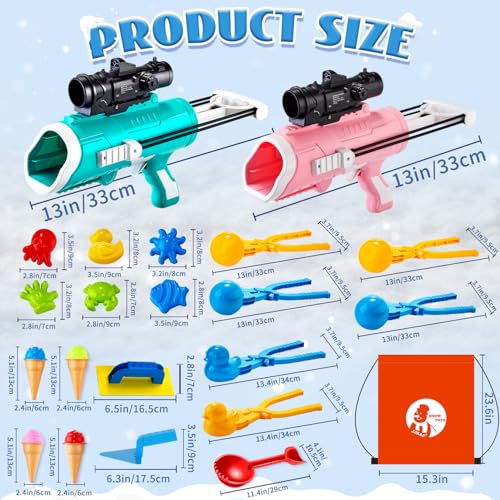 28 Pack Snow Toys with Snowball Launcher, Duck Snowball Maker, Animal Sand Molds X9447