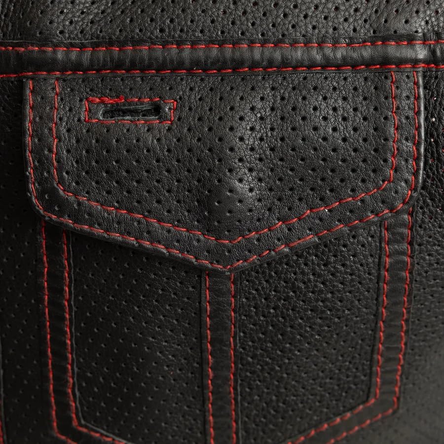 Mens Motorcycle Biker Riding Leather Vest with Mesh lining and Conceal Carry Pockets S1477