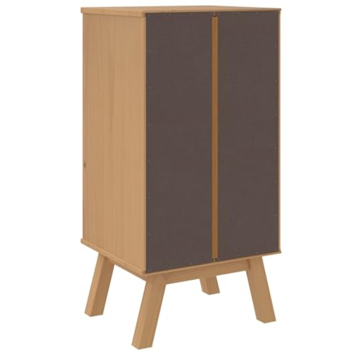 White and Brown Solid Wood Bedside Cabinet with Drawers V64474