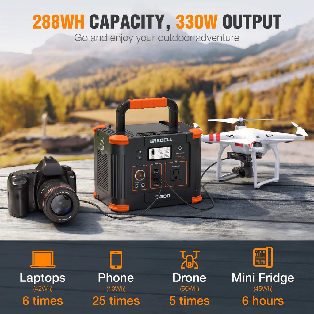 300W Portable Power Station, 288Wh Solar Generator T461163