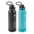 40 oz Double Wall Vacuum Insulated Stainless Steel 2-Pack Water Bottles, Gray/Pine L18929