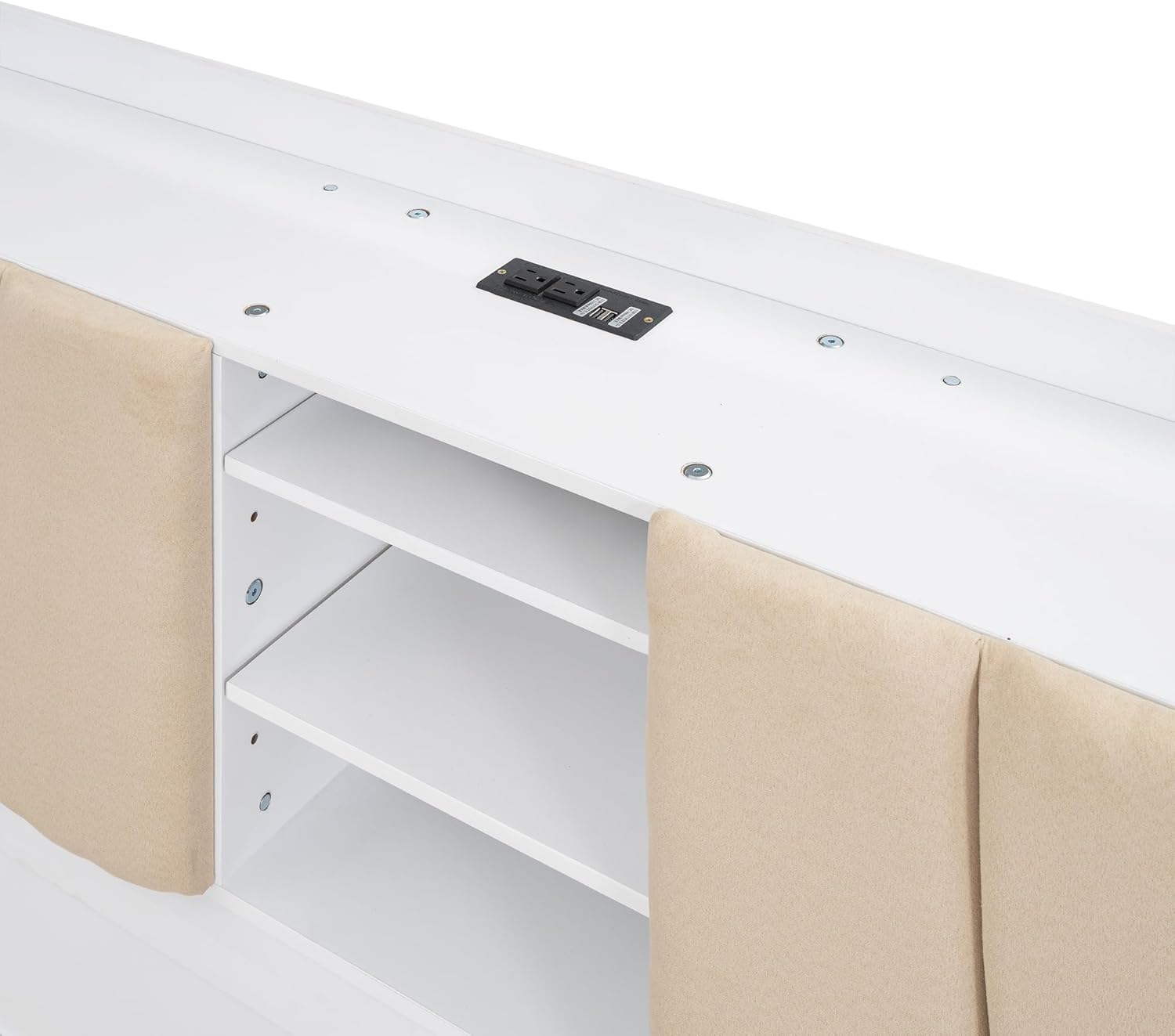 White Wood Full Size Platform Bed with Storage Headboard and 4 Drawers M233