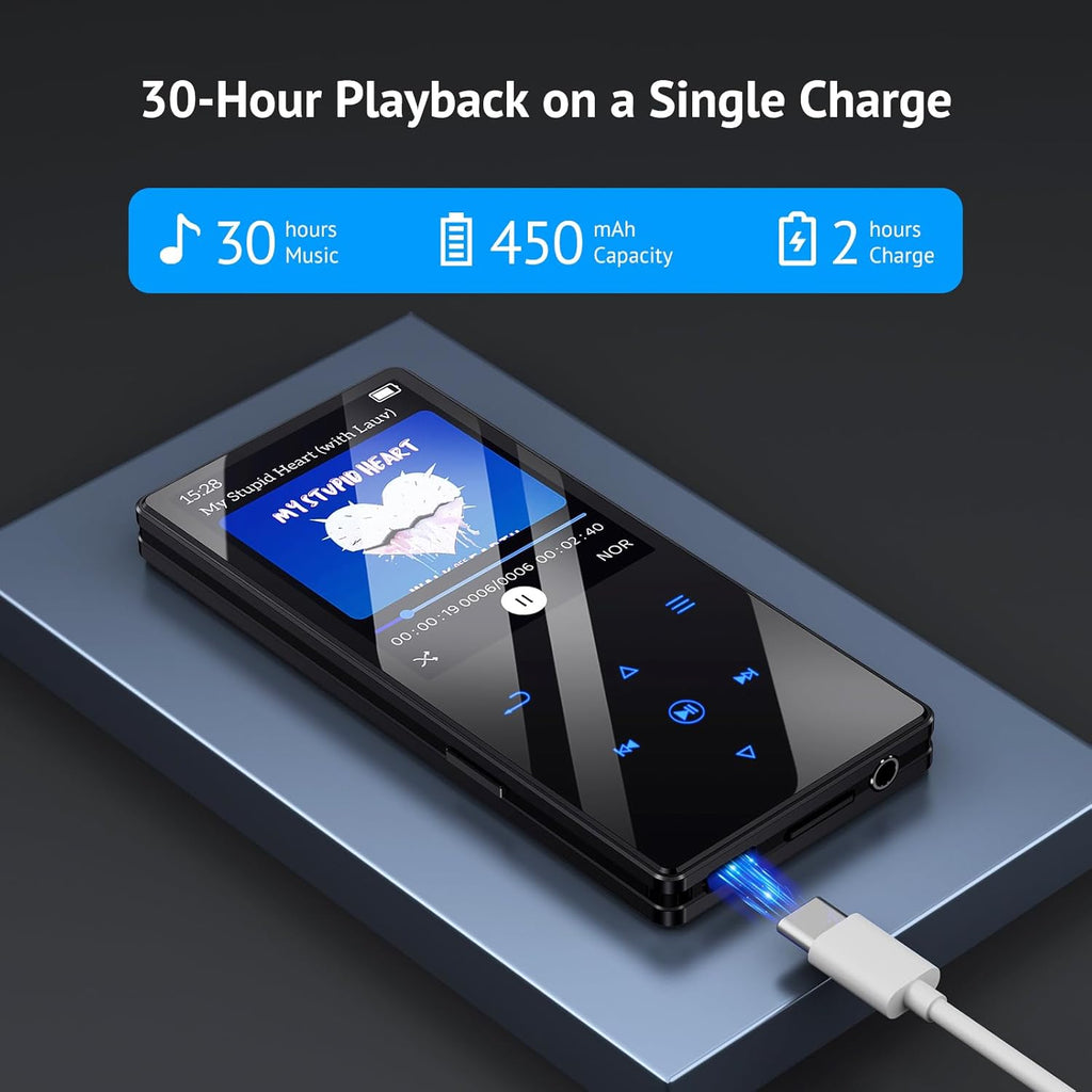 64GB Bluetooth 5.3 MP3 Player with HD Speaker and 2.4" Screen L615