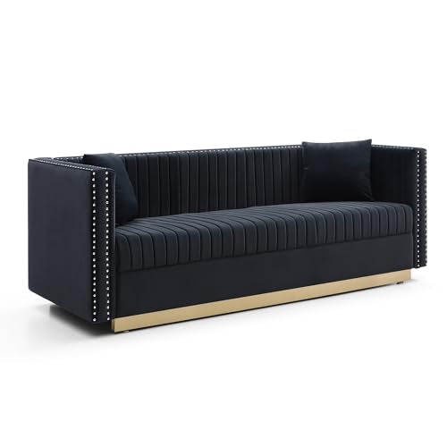 Beige Velvet 3 Seater Sofa J174