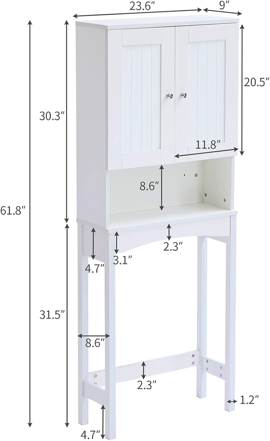 Taller Wooden Bathroom Storage Cabinet with Double Doors S95746