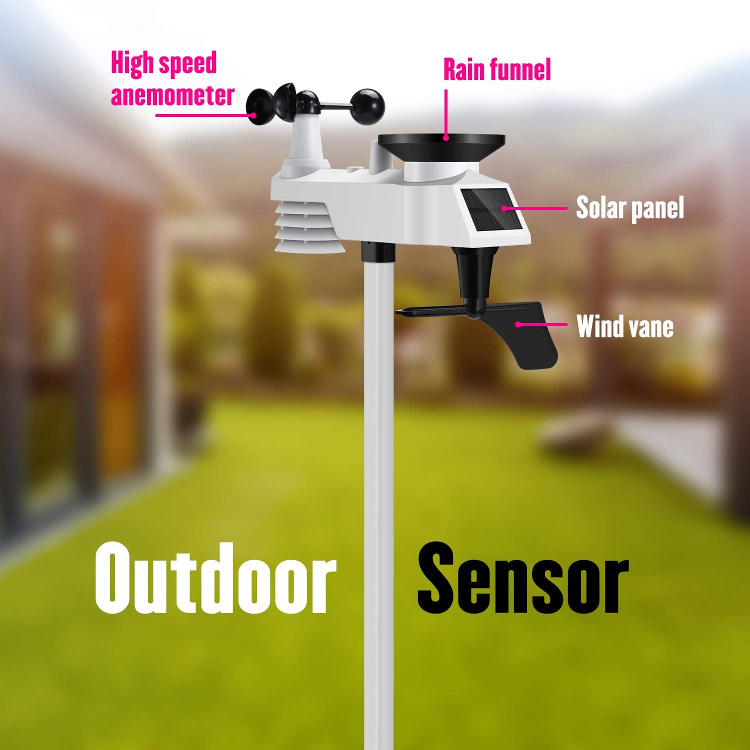 8-in-1 Wireless Weather Station with Outdoor Sensor (Black) U170