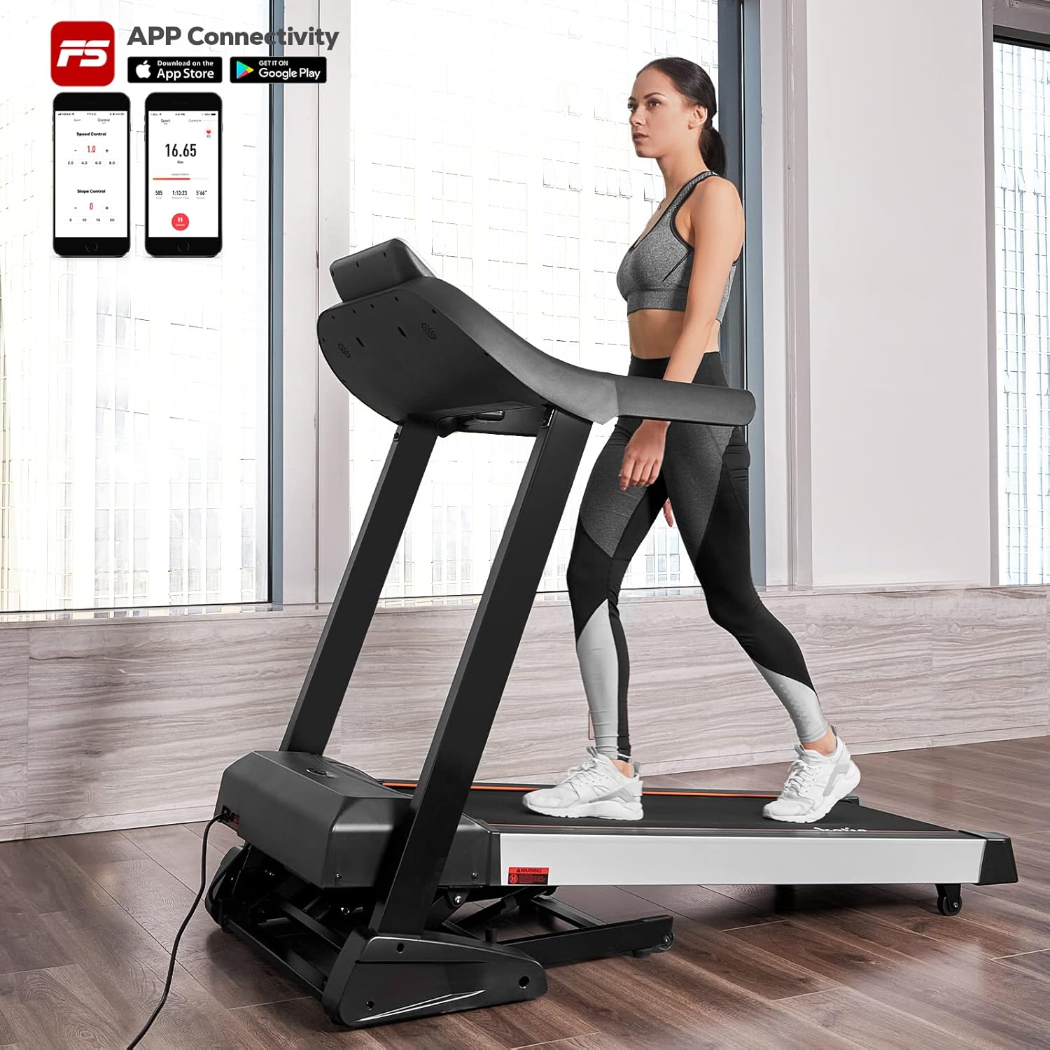 Folding Electric Treadmill with 15 Levels Auto Incline S396482