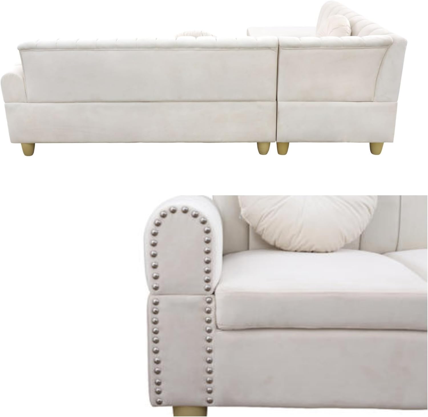 Beige L Shaped Sectional Sofa H274109