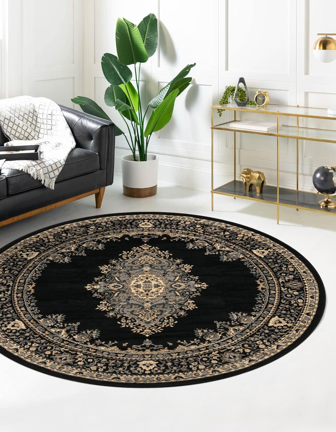8 Ft Round Black Rug N85181