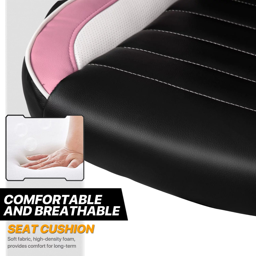 Black/Pink PU Leather Gaming Chair with Flip-Up Arms T889765