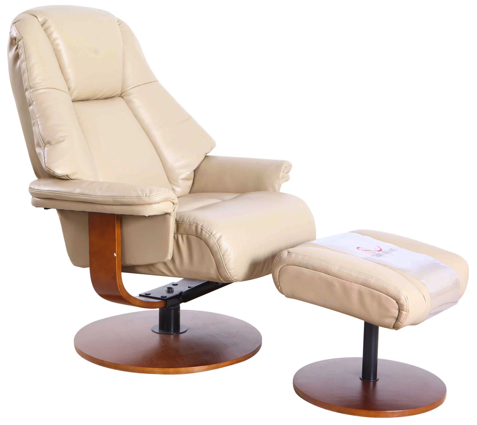 Beige and Brown Recliner Chair with Ottoman J29585