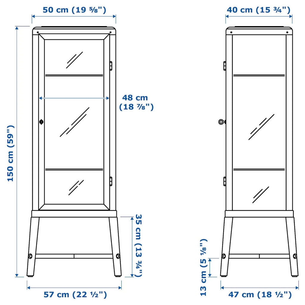 Pale Gray-Green Glass-Door Cabinet Q188132