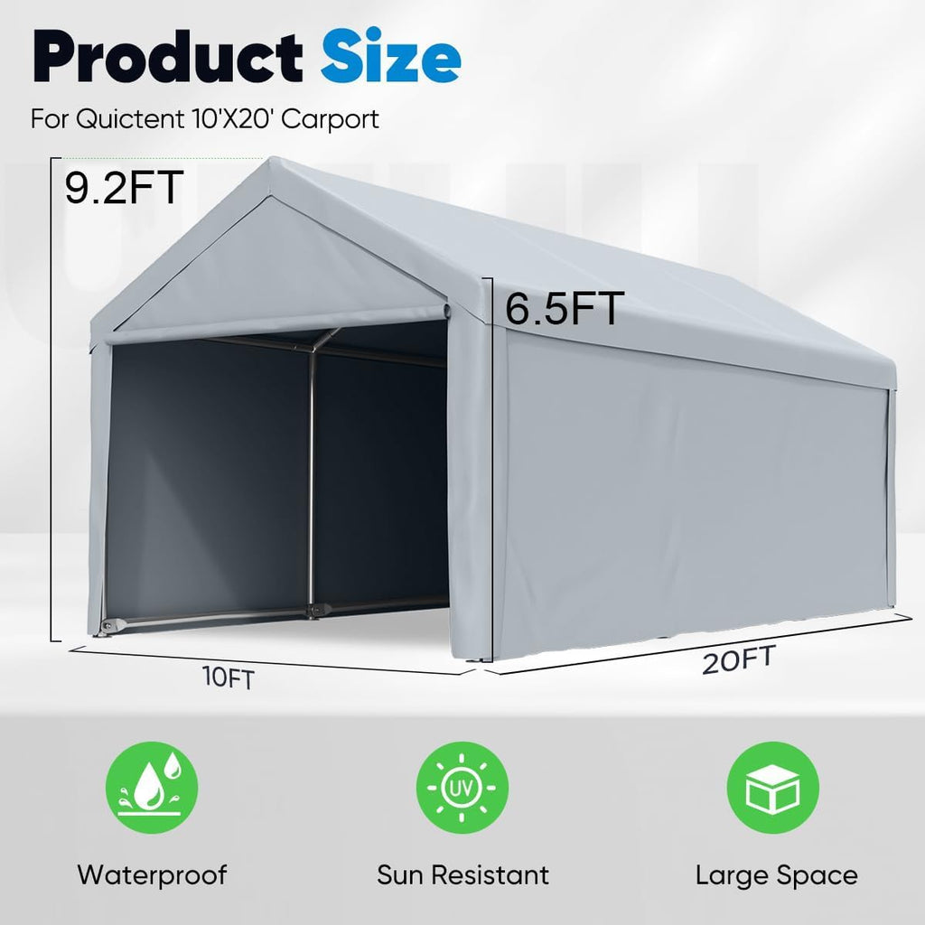 10’x20’ Heavy Duty Galvanized Carport Canopy Silver Gray K16703