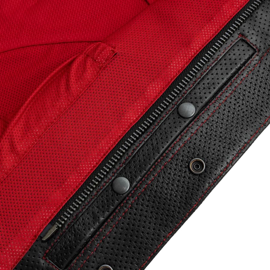 Mens Motorcycle Biker Riding Leather Vest with Mesh lining and Conceal Carry Pockets S1477