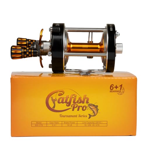 Round Baitcasting Reel with 6+1 Stainless Steel Ball Bearings, 5.3:1 Gear Ratio, 19lb Drag, Brass Gears H82930