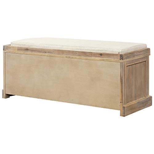 Grey Wicker Storage Bench with Cushion, 3-Drawer and 3 Woven Baskets Y350786