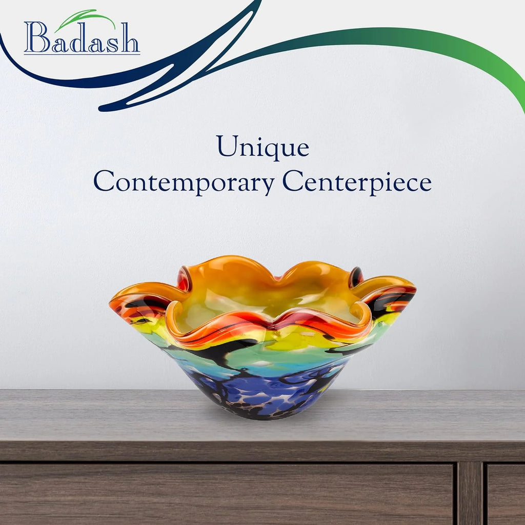 8” Mouth-Blown Art Glass Bowl H1933