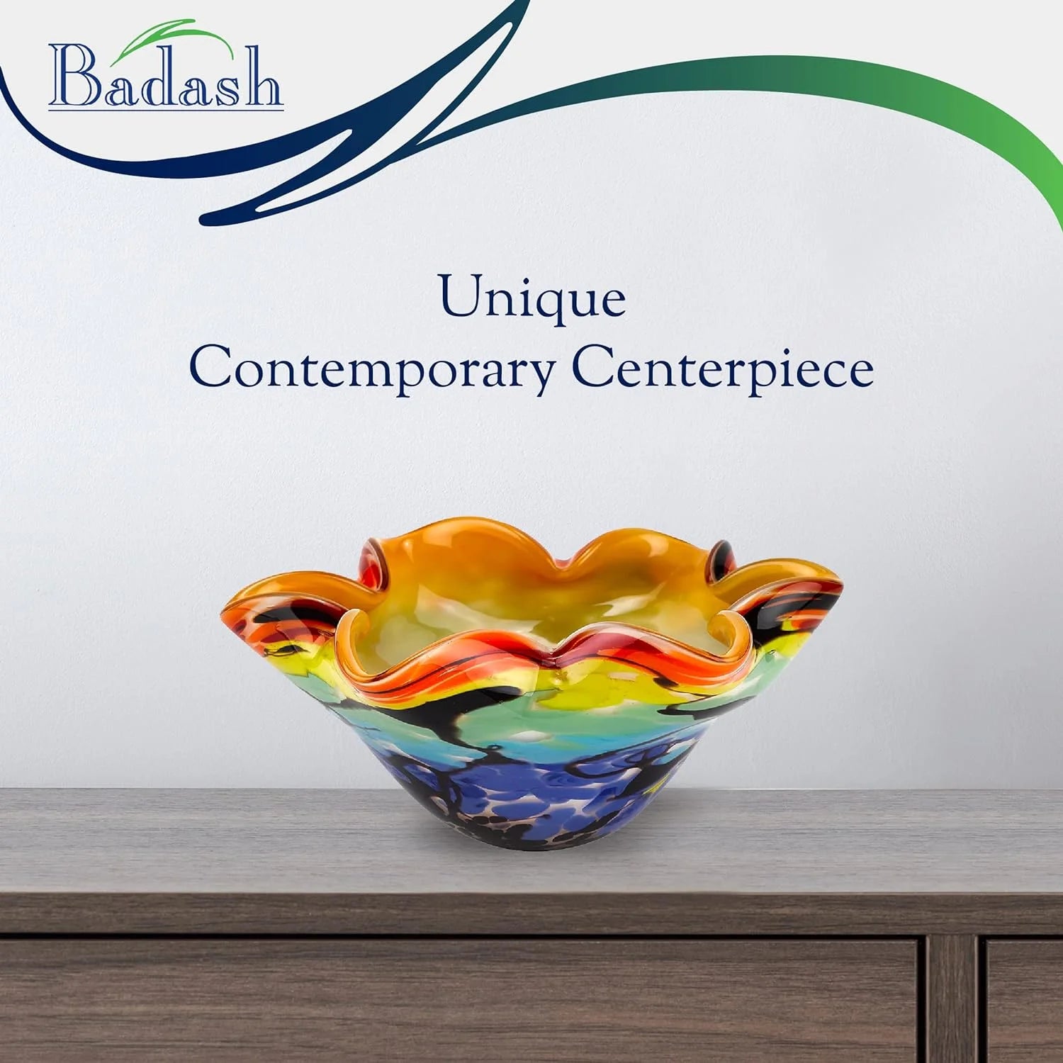 8” Mouth-Blown Art Glass Bowl H1933