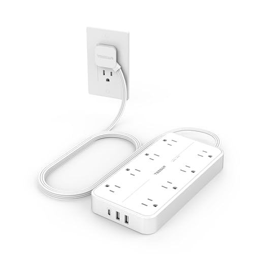 15 FT Flat Plug Extension Cord with 8 AC and 3 USB Ports Surge Protector R676030