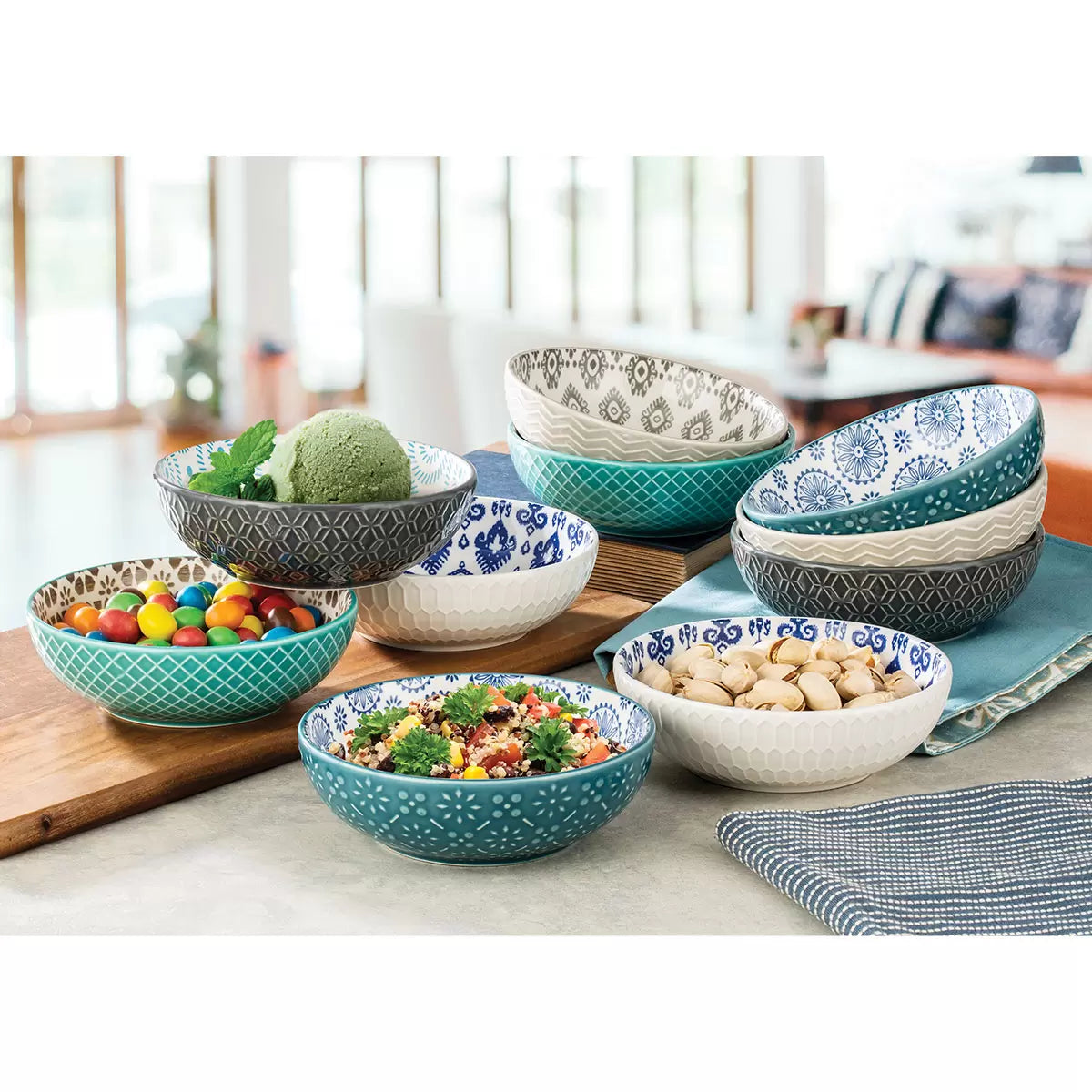 10-Piece Stoneware Bowls, 14.5 Oz K3477