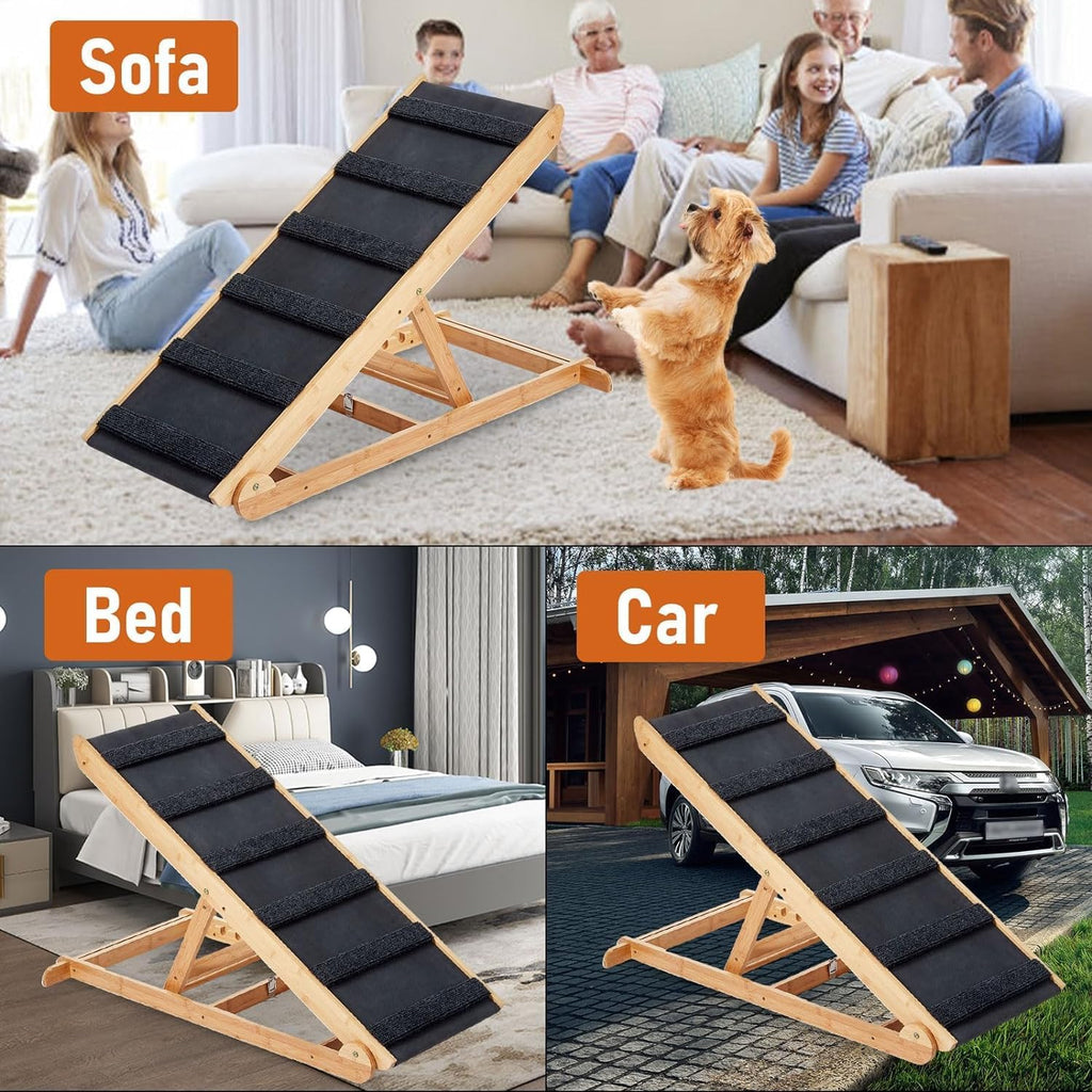 6 Layer Adjustable Dog Ramp, 41.33" Long, Non Slip Rubber Surface E292870