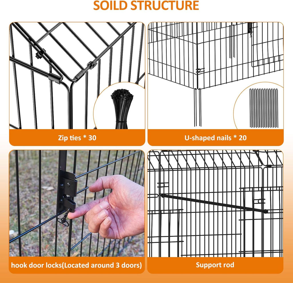 Metal Chicken Coop 86"×40"×39" with Cover C3180