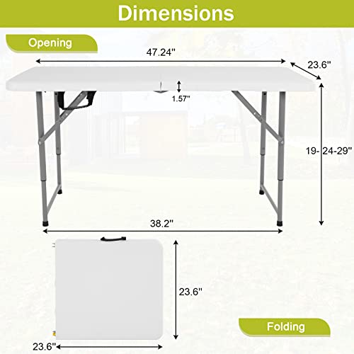 White 6ft Folding Plastic Table with Carrying Handle G7969