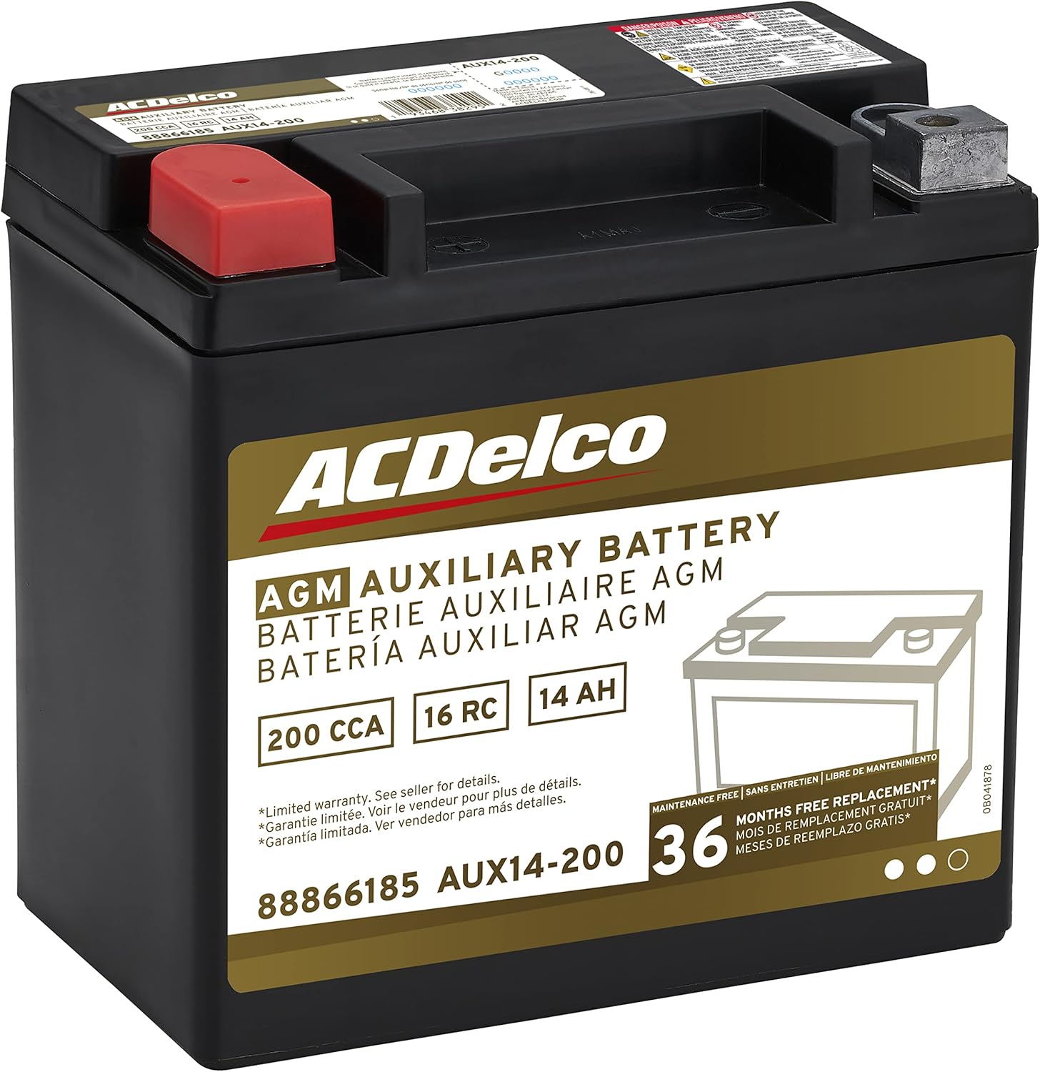 36 Month Warranty Auxiliary AGM 200 CCA Battery P94665