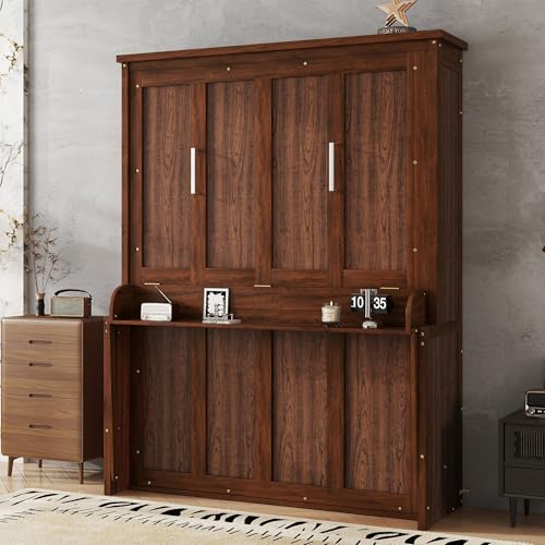 Walnut Wood Murphy Bed with Desk O4909