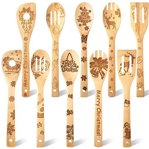 10 Piece Wooden Christmas Kitchen Utensils L360915