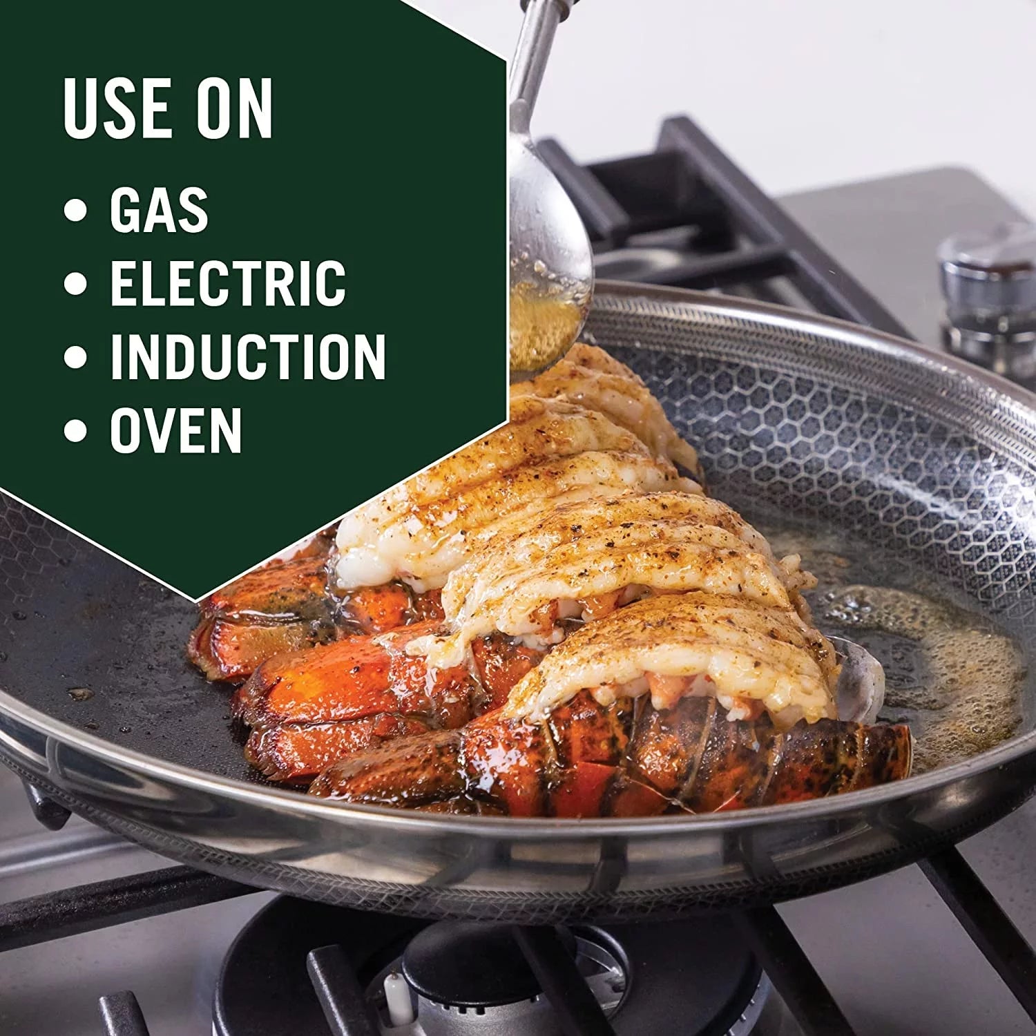 12 Inch Hybrid Stainless Steel Non-Stick Frying Pan with Lid Q4155